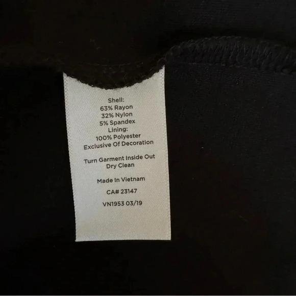 Talbots Black Cream Ponte Grosgrain Trim Sheath Dress Sleeveless Round Neck 10 - Picture 10 of 13